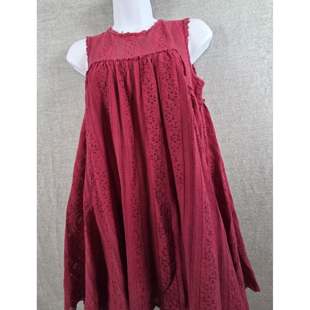 Free People XS Babydoll Mini Dress Eyelet Sleeveless A Line Boho Fairy Festival